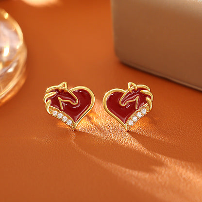 Heart Shape Copper Pendant Necklace For Women Featuring Enamel Craft