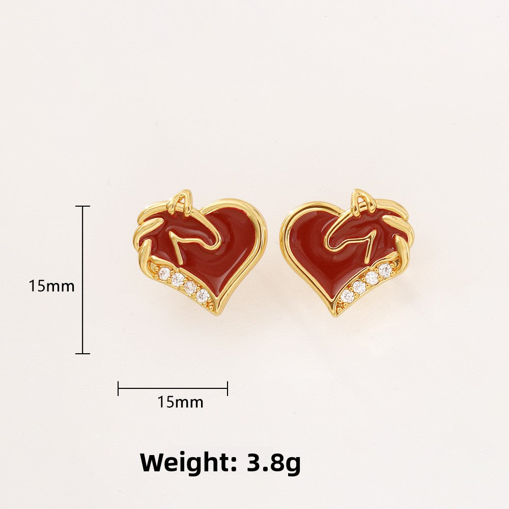 Heart Shape Copper Pendant Necklace For Women Featuring Enamel Craft