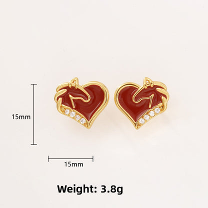 Heart Shape Copper Pendant Necklace For Women Featuring Enamel Craft