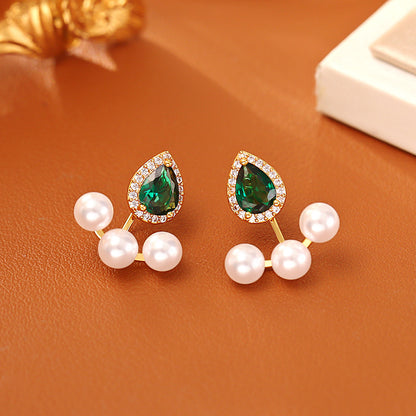 Water Droplets Copper Stud Earrings For Women In Red, Elegant Jewelry Accessories