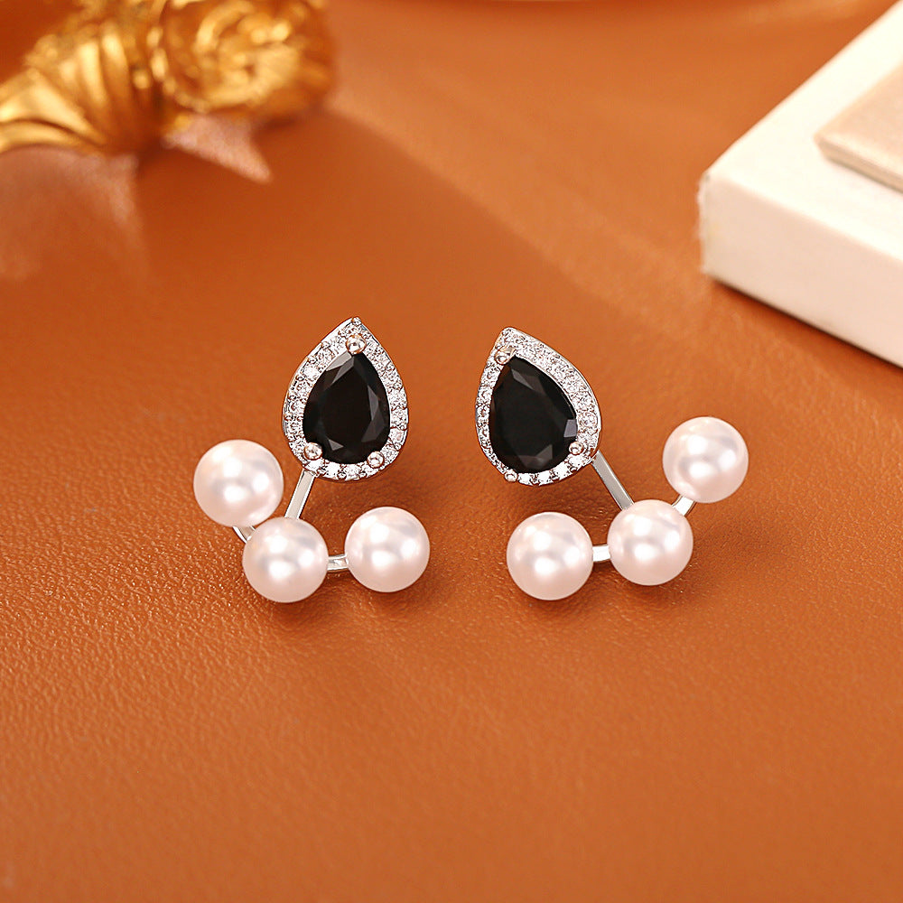 Water Droplets Copper Stud Earrings For Women In Red, Elegant Jewelry Accessories