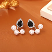 Black Zircon Stud Earrings (S925 Silver Needle)
