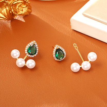 Water Droplets Copper Stud Earrings For Women In Red, Elegant Jewelry Accessories