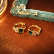 Green Zircon Geometric Earrings
