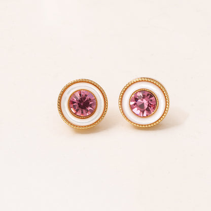 Hip-Hop Stud Earrings For Men And Women Featuring Zircon Inlay And Shell Material
