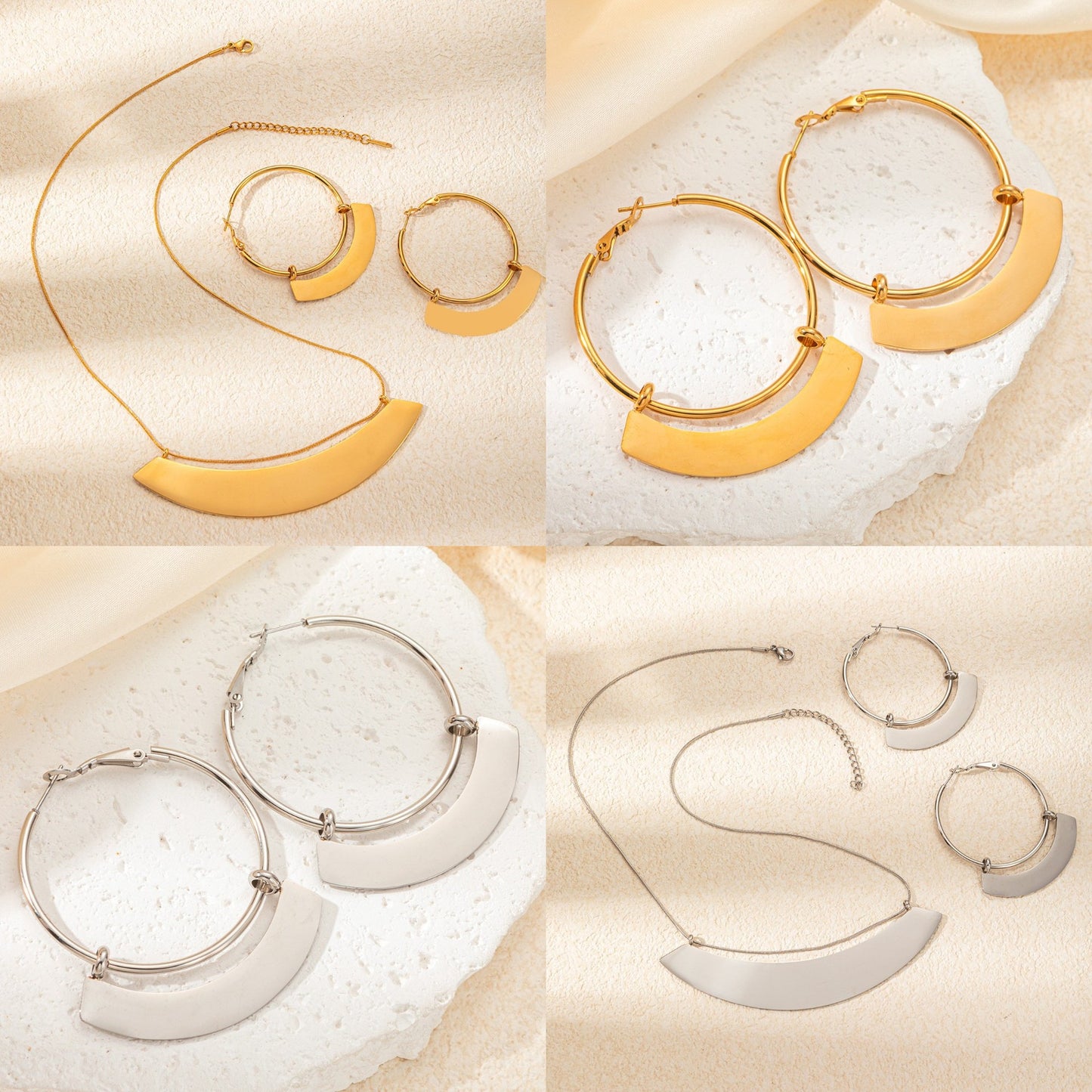 Sector Necklace For Men And Women Featuring Titanium Steel Material In Golden Color
