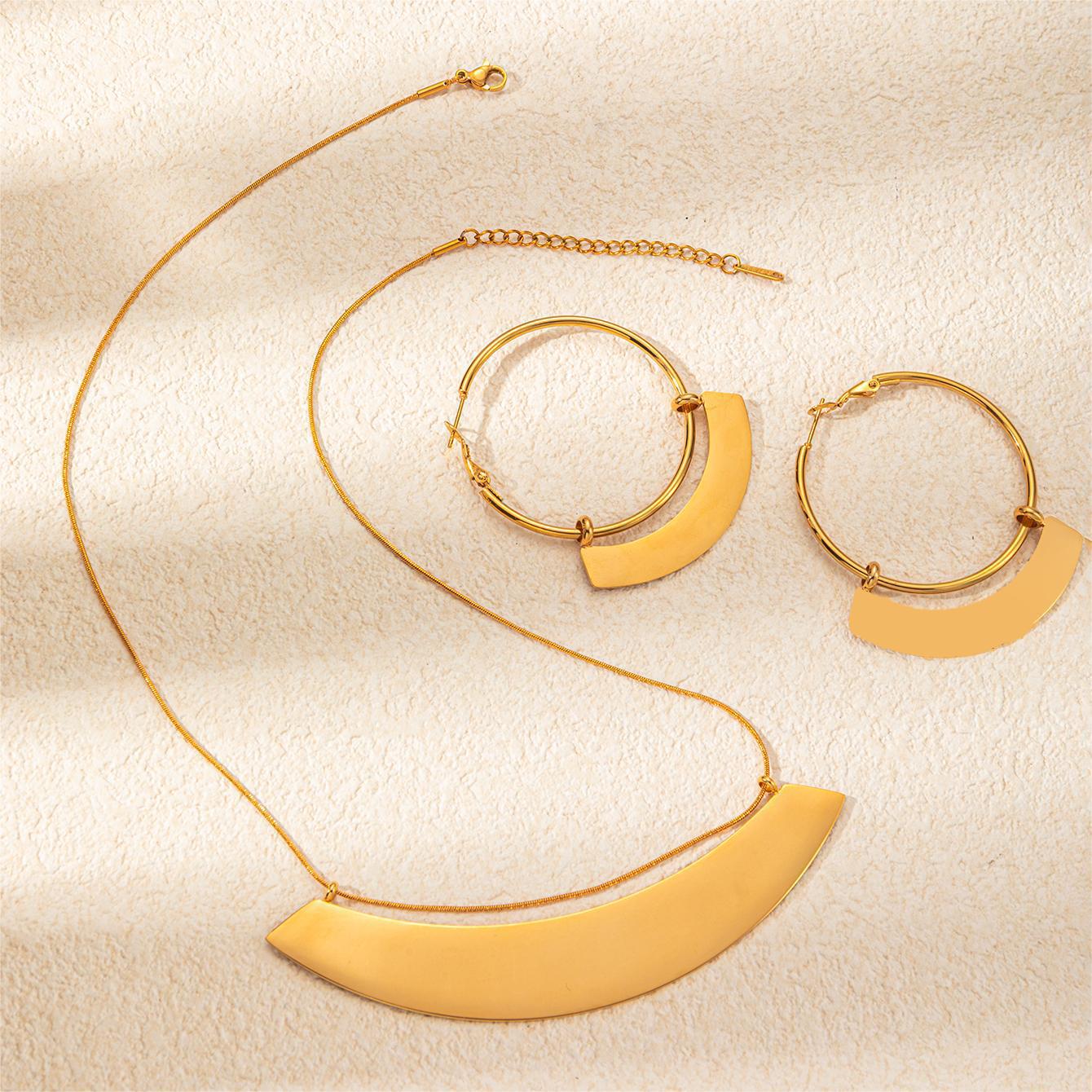 Sector Necklace For Men And Women Featuring Titanium Steel Material In Golden Color