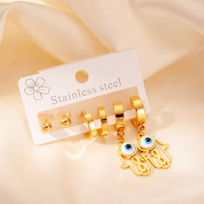 Exaggerated Eye Earrings For Women In Royal Blue Featuring Durable Titanium Steel Material