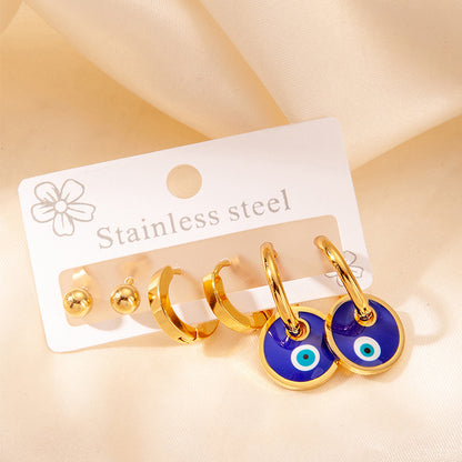 Exaggerated Eye Earrings For Women In Royal Blue Featuring Durable Titanium Steel Material