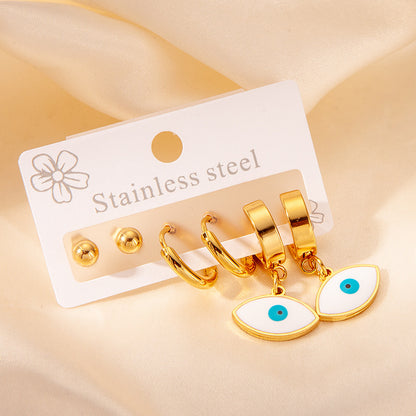 Exaggerated Eye Earrings For Women In Royal Blue Featuring Durable Titanium Steel Material