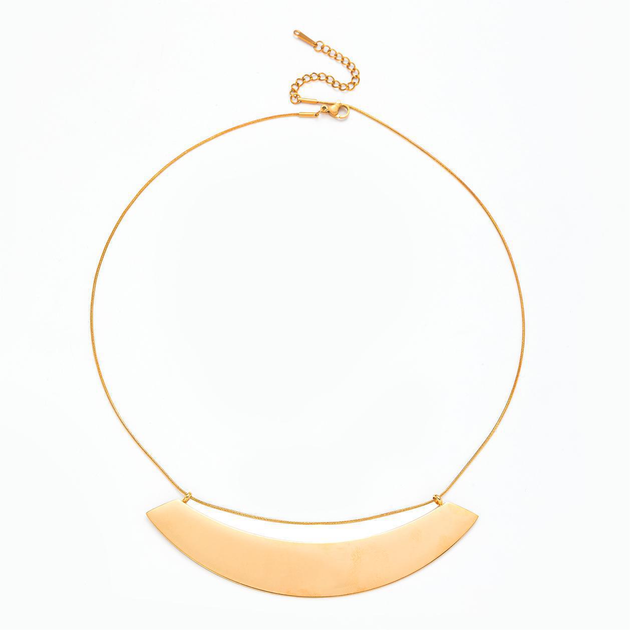 Sector Necklace For Men And Women Featuring Titanium Steel Material In Golden Color