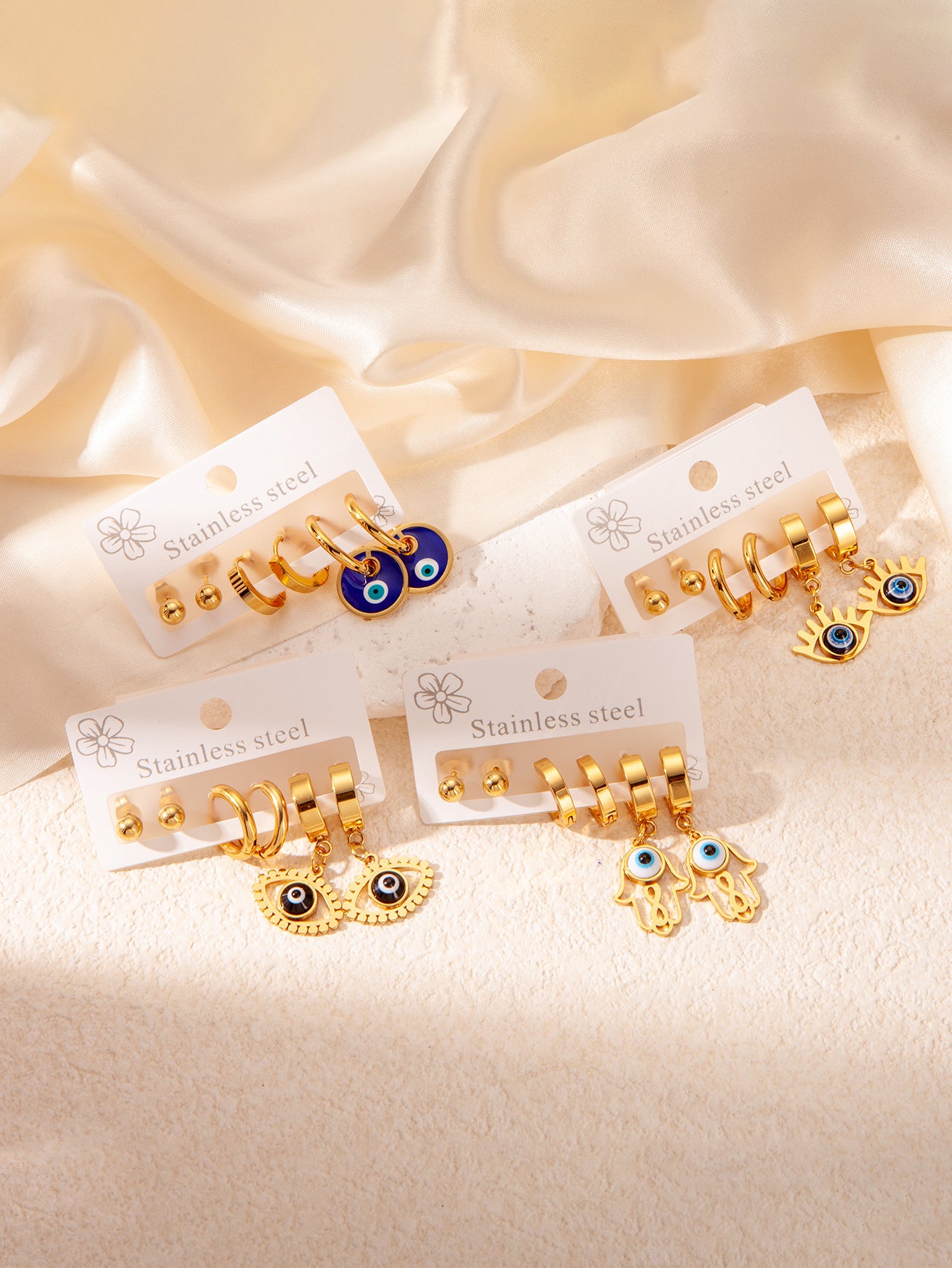 Exaggerated Eye Earrings For Women In Royal Blue Featuring Durable Titanium Steel Material