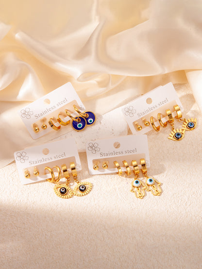 Exaggerated Eye Earrings For Women In Royal Blue Featuring Durable Titanium Steel Material