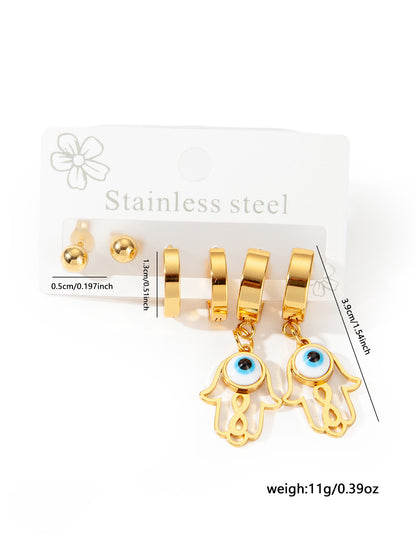 Exaggerated Eye Earrings For Women In Royal Blue Featuring Durable Titanium Steel Material