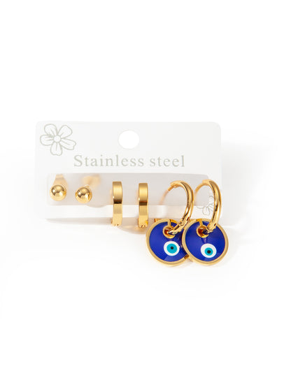 Exaggerated Eye Earrings For Women In Royal Blue Featuring Durable Titanium Steel Material