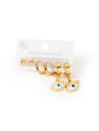 Exaggerated Eye Earrings For Women In Royal Blue Featuring Durable Titanium Steel Material