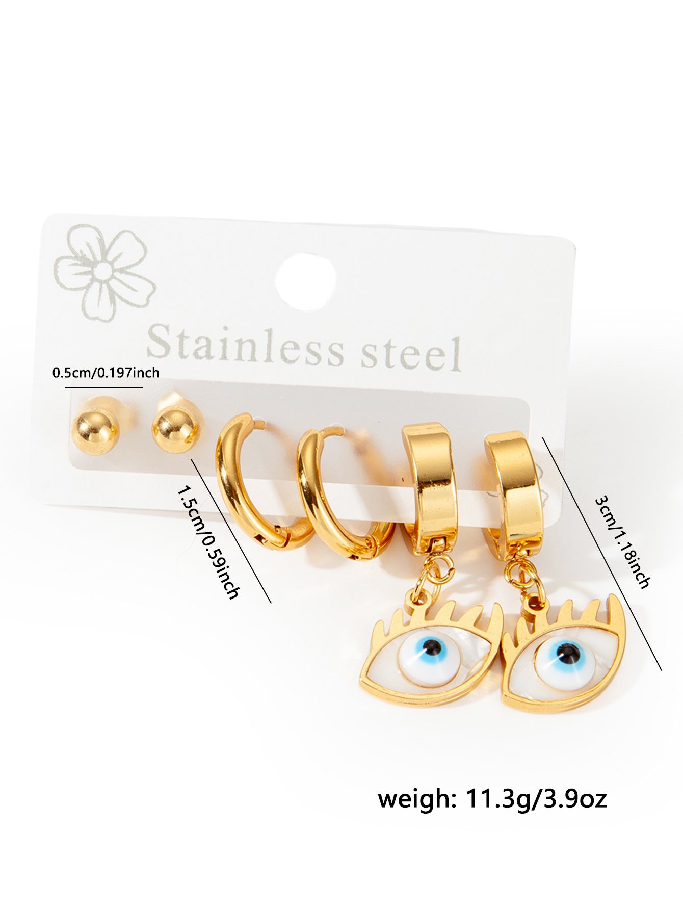Exaggerated Eye Earrings For Women In Royal Blue Featuring Durable Titanium Steel Material