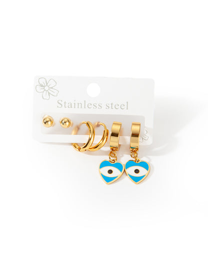 Exaggerated Eye Earrings For Women In Royal Blue Featuring Durable Titanium Steel Material