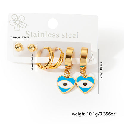 Exaggerated Eye Earrings For Women In Royal Blue Featuring Durable Titanium Steel Material