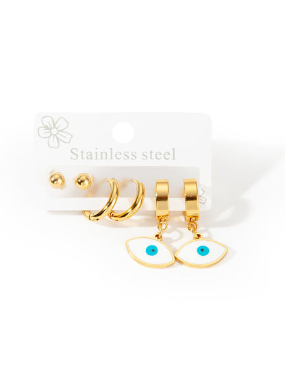 Exaggerated Eye Earrings For Women In Royal Blue Featuring Durable Titanium Steel Material