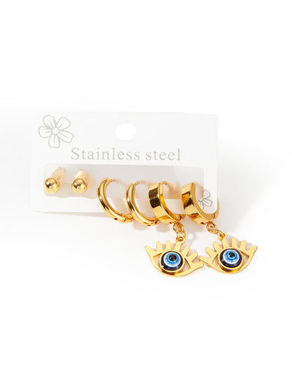 Exaggerated Eye Earrings For Women In Royal Blue Featuring Durable Titanium Steel Material