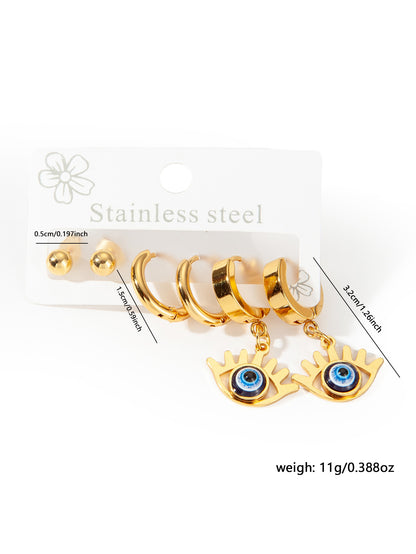 Exaggerated Eye Earrings For Women In Royal Blue Featuring Durable Titanium Steel Material