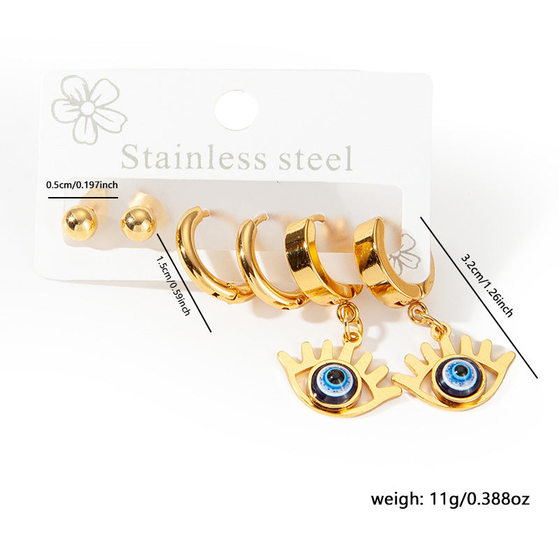 Exaggerated Eye Earrings For Women In Royal Blue Featuring Durable Titanium Steel Material