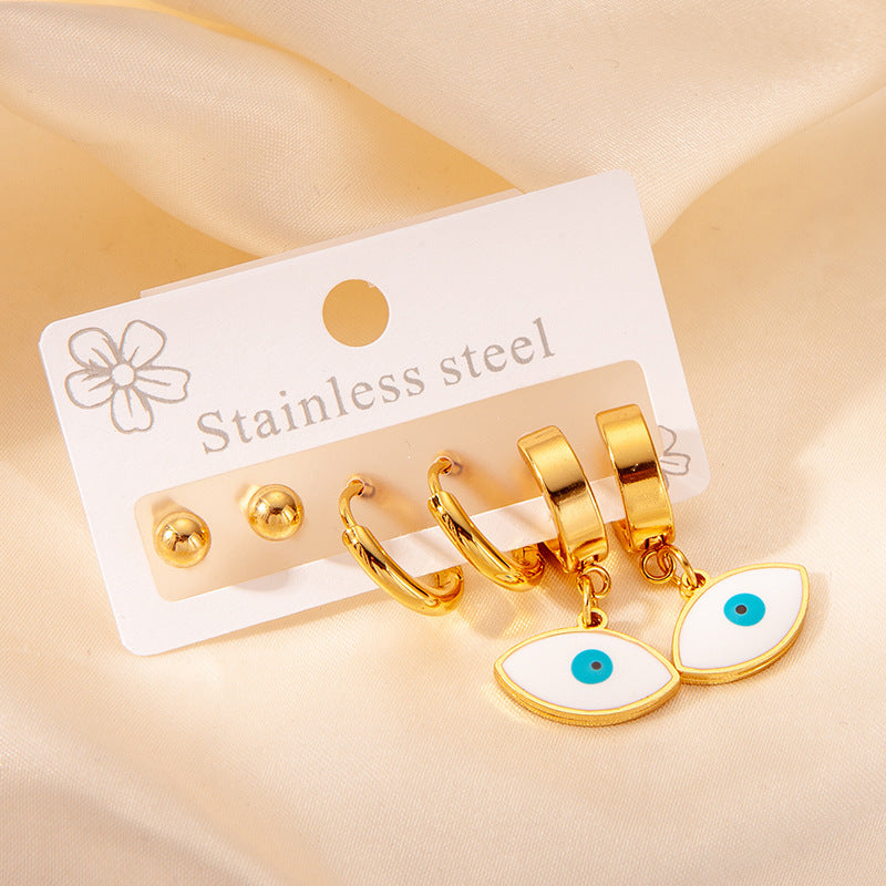 Exaggerated Eye Earrings For Women In Royal Blue Featuring Durable Titanium Steel Material