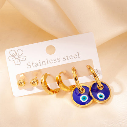 Exaggerated Eye Earrings For Women In Royal Blue Featuring Durable Titanium Steel Material
