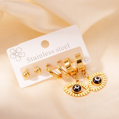Exaggerated Eye Earrings For Women In Royal Blue Featuring Durable Titanium Steel Material