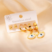White Eye Earrings Suit
