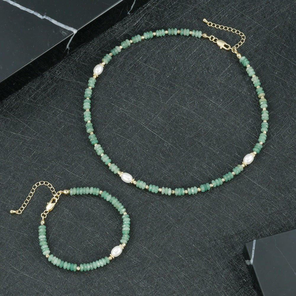 Round Necklace For Women Featuring Rhodochrosite Inlay And Copper Material In Red, 1 Set