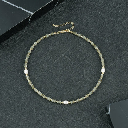 Round Necklace For Women Featuring Rhodochrosite Inlay And Copper Material In Red, 1 Set