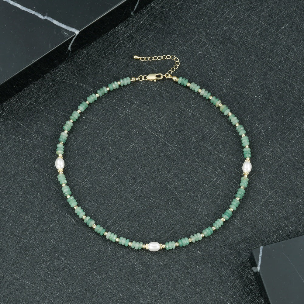 Round Necklace For Women Featuring Rhodochrosite Inlay And Copper Material In Red, 1 Set