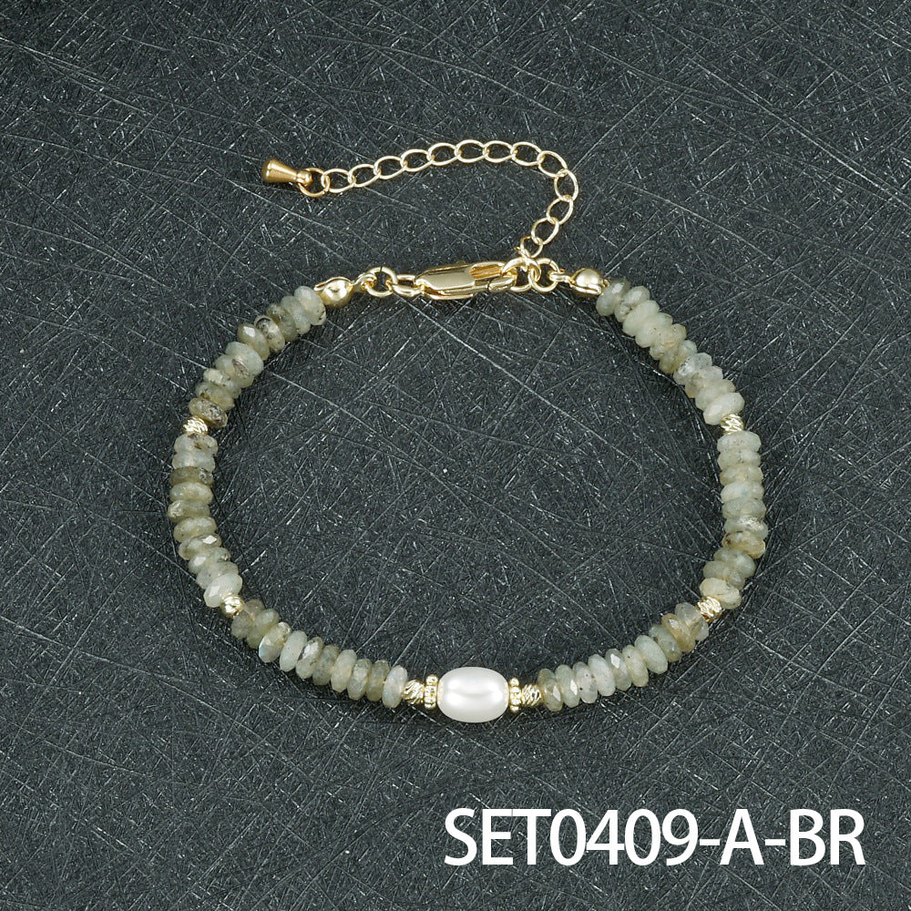 Round Necklace For Women Featuring Rhodochrosite Inlay And Copper Material In Red, 1 Set