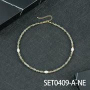 SET0409-Gray Glitter Necklace