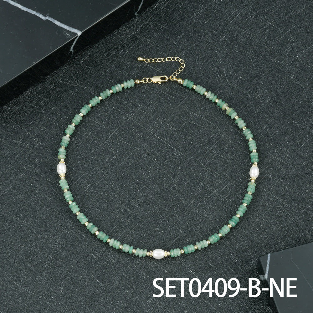 Round Necklace For Women Featuring Rhodochrosite Inlay And Copper Material In Red, 1 Set