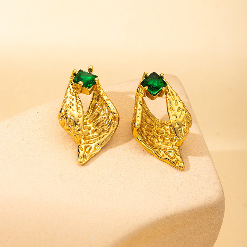 For Women Conch Geometric Folded Stud Earrings Made Of Durable Titanium Steel