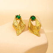 Green Zirconia Conch Shape Stud Earrings