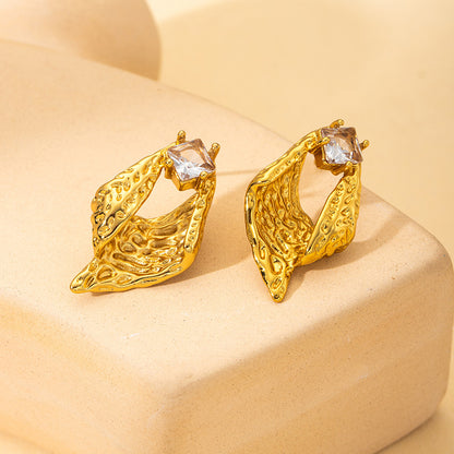 For Women Conch Geometric Folded Stud Earrings Made Of Durable Titanium Steel