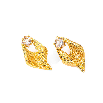 For Women Conch Geometric Folded Stud Earrings Made Of Durable Titanium Steel