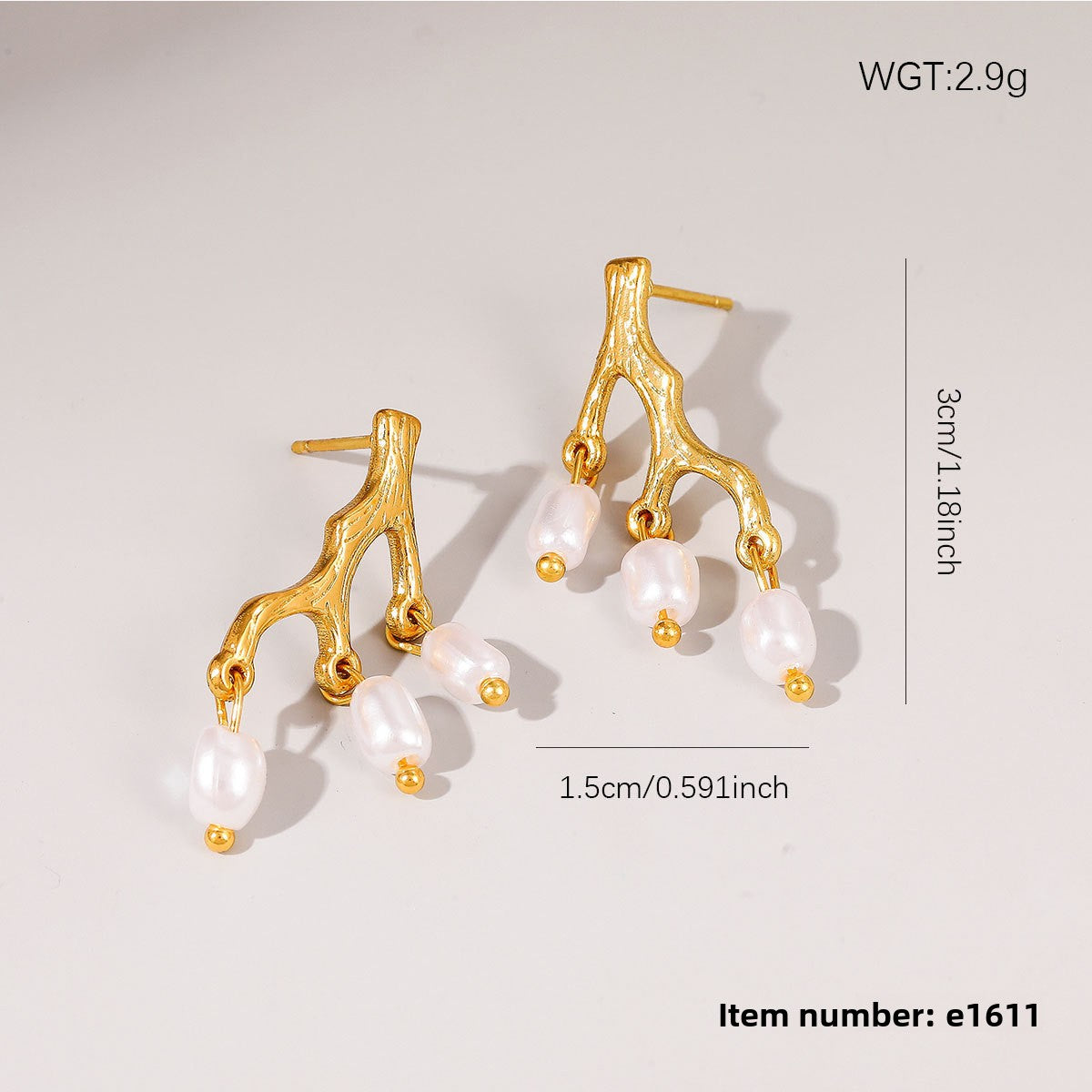 Flower Pattern Stud Earrings In Golden For Elegant Everyday Wear