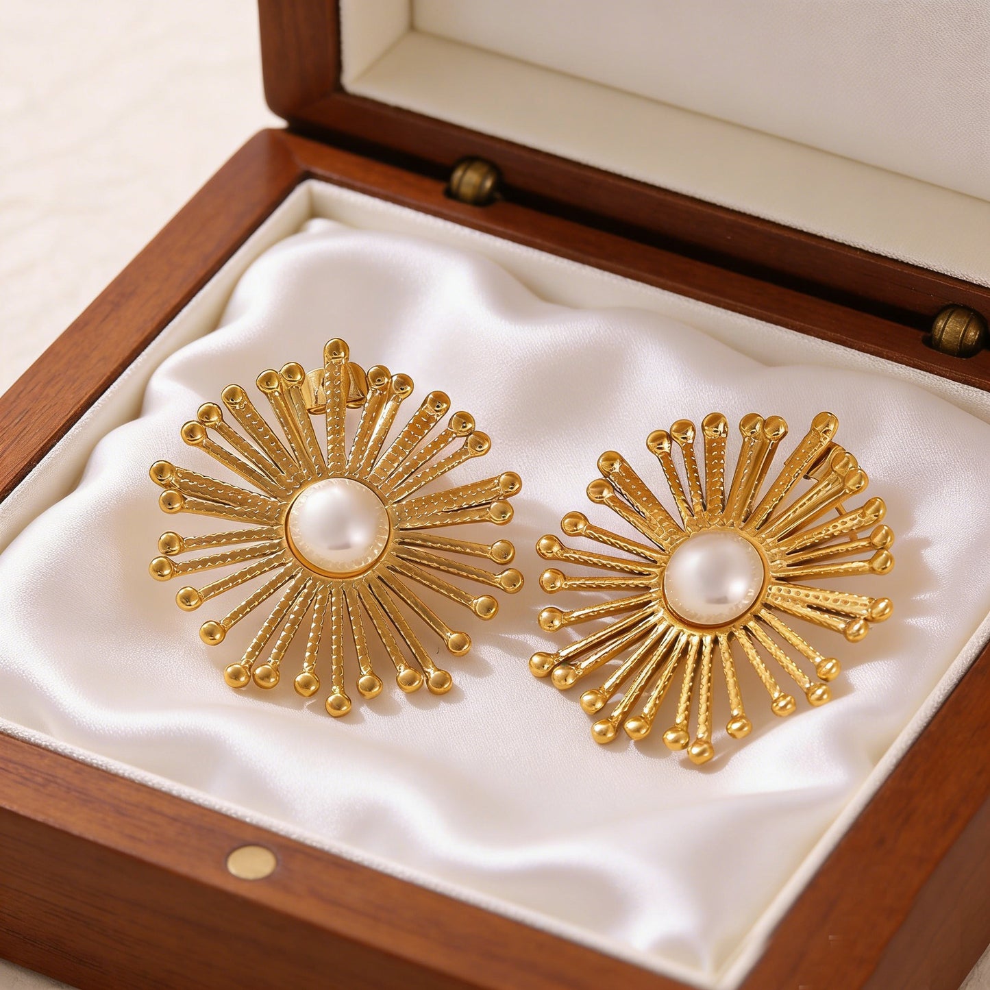 Dandelion Round Geometric Stud Earrings For Women In Durable 304 Stainless Steel