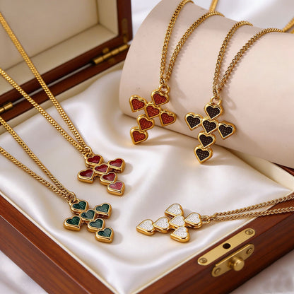 Unisex Cross Necklace For Everyday Wear Featuring PVD Coated Gold Plating On Durable 304 Stainless Steel