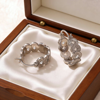 Coin Stud Earrings For Women In Copper Material Featuring Elegant Design