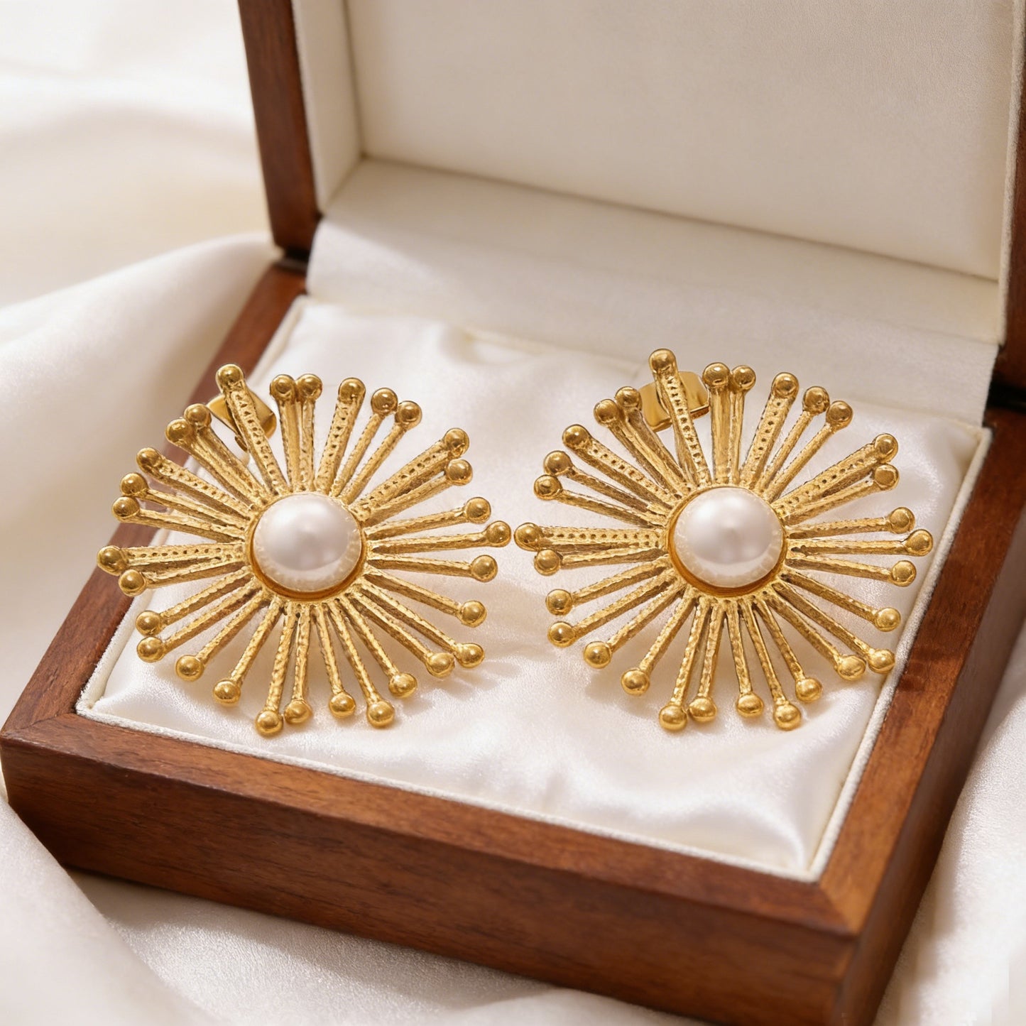 Dandelion Round Geometric Stud Earrings For Women In Durable 304 Stainless Steel