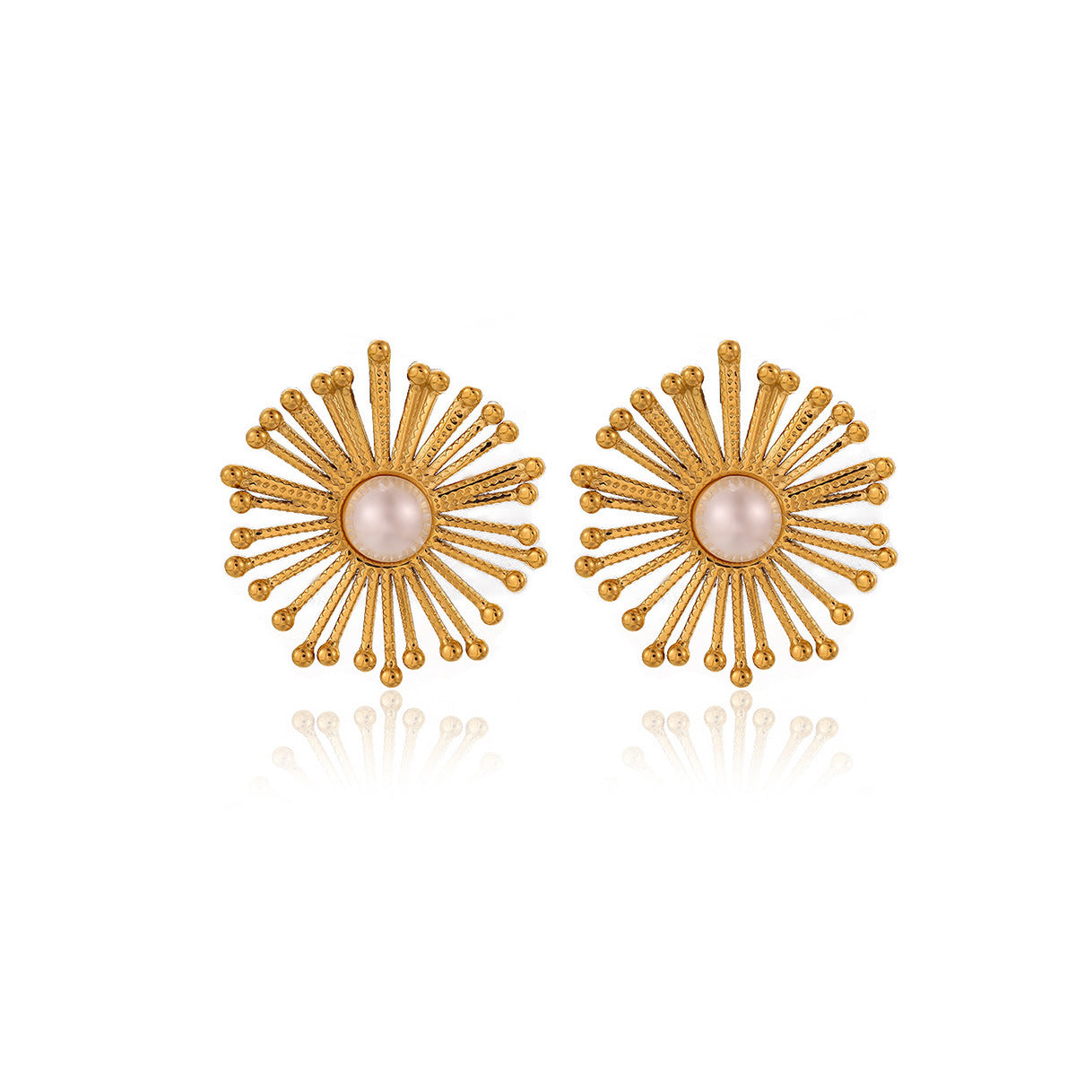 Dandelion Round Geometric Stud Earrings For Women In Durable 304 Stainless Steel