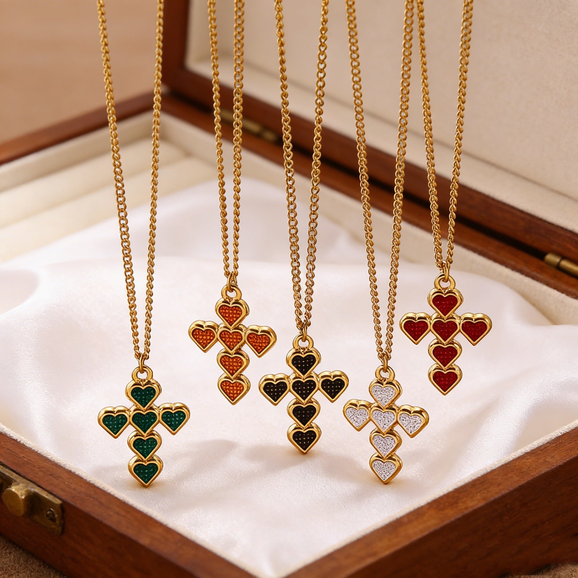Unisex Cross Necklace For Everyday Wear Featuring PVD Coated Gold Plating On Durable 304 Stainless Steel