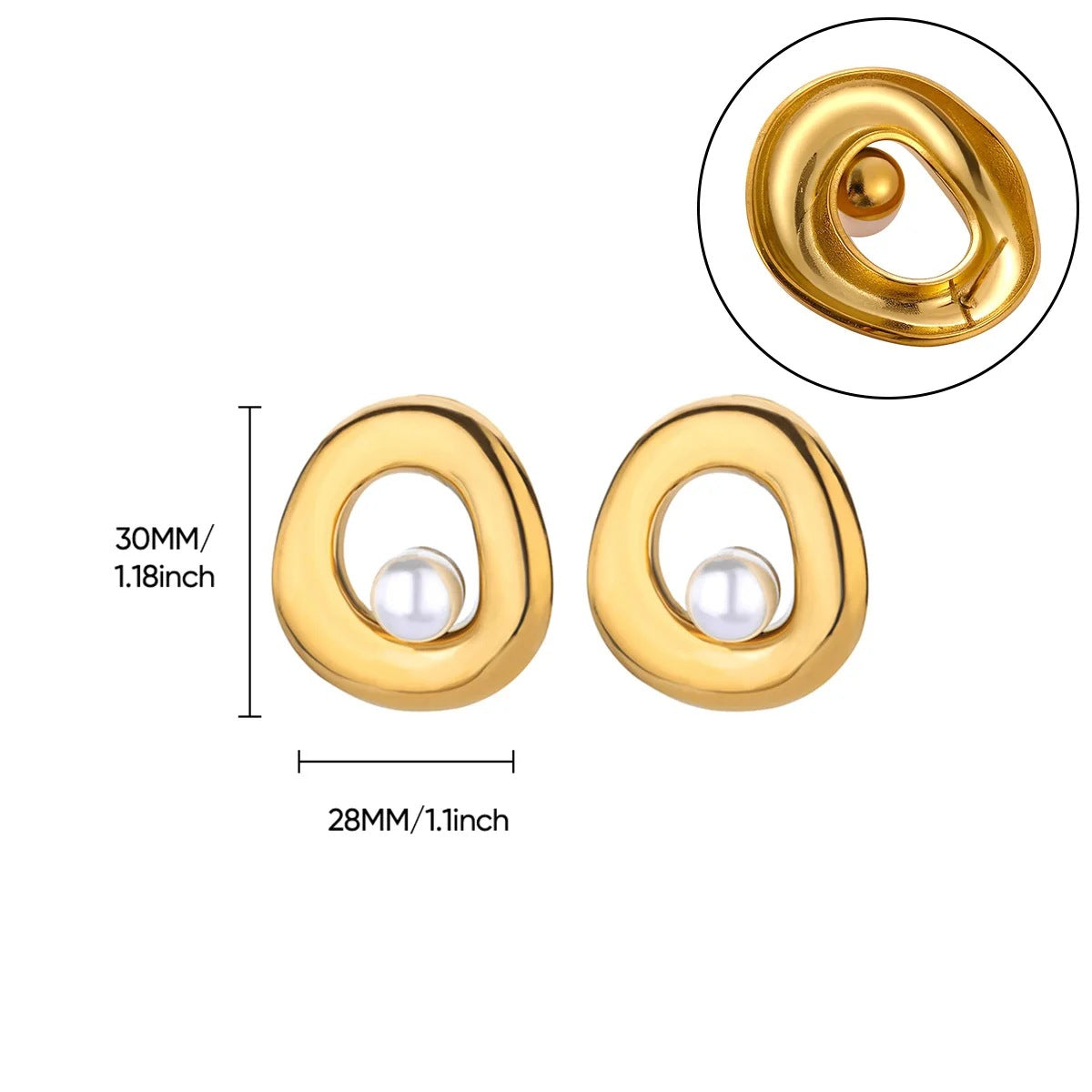 Dandelion Round Geometric Stud Earrings For Women In Durable 304 Stainless Steel