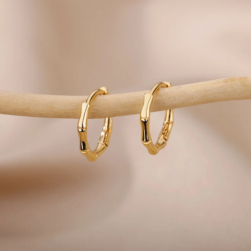 Coin Stud Earrings For Women In Copper Material Featuring Elegant Design